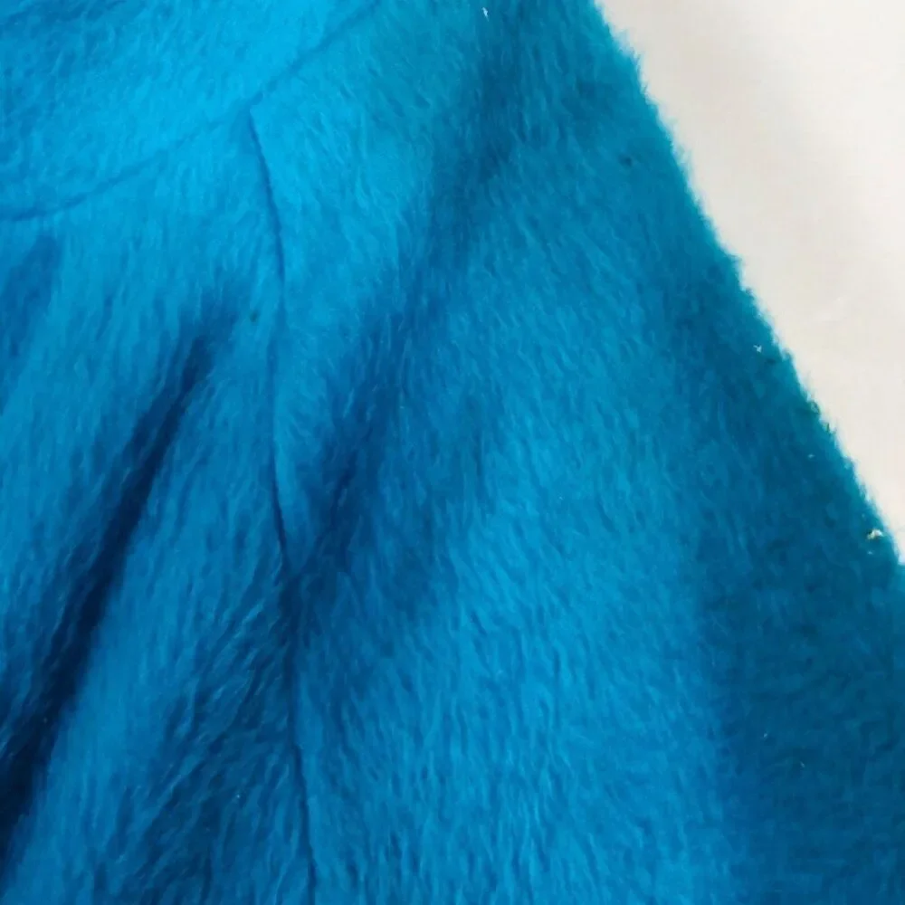 Vintage 50s 60s La Mar Frocks Robe Teal Blue Bathrobe Floral Womens L Faux Fur